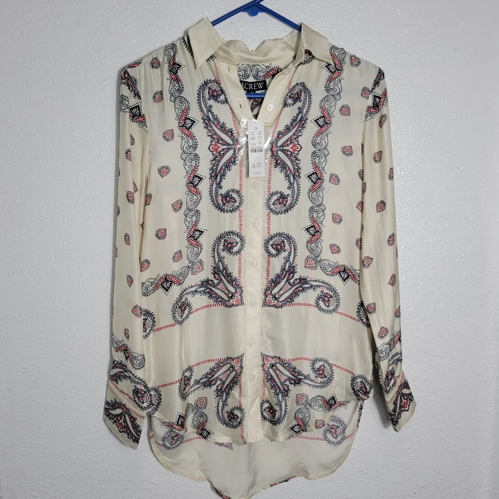 J Crew Drapey paisley-print shirt CD037 NWT Size XXS